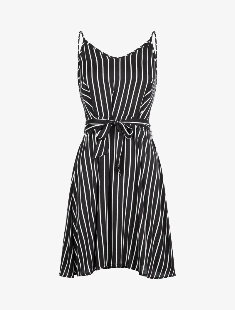 Robe à imprimé rayures - noir