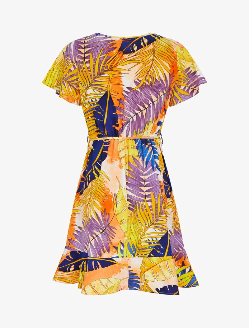 Robe style portefeuille à imprimé estivale - orange