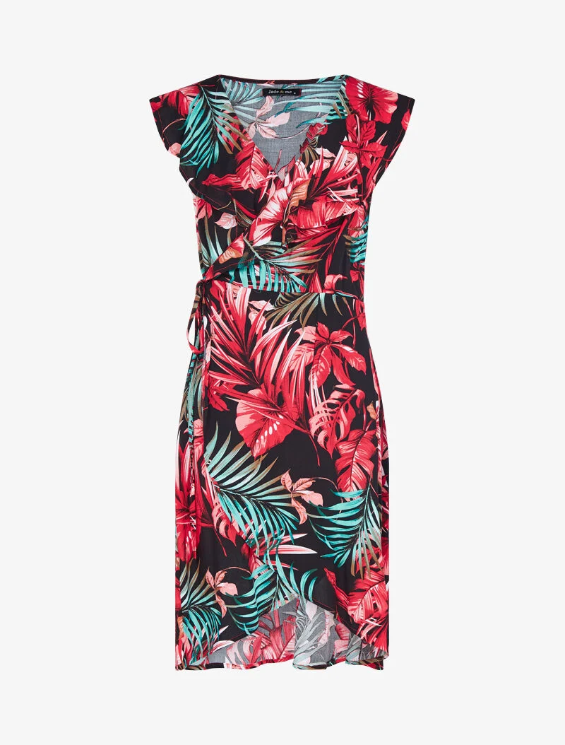 Robe portefeuille à buste volanté - noir