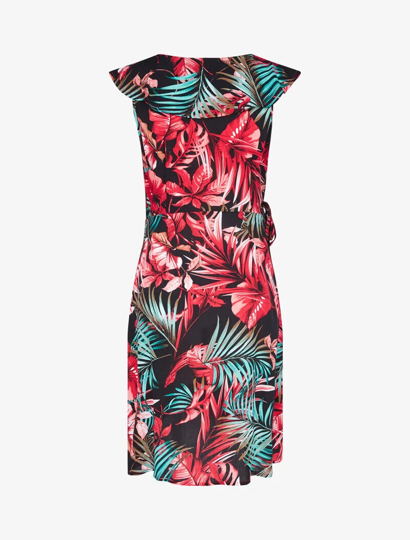 Robe portefeuille à buste volanté - noir