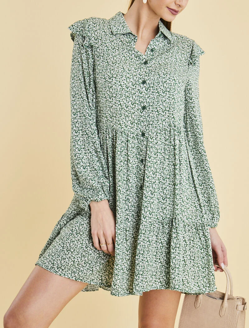 Tunique style chemise à imprimé baroque - vert