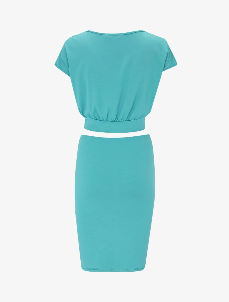 Ensemble crop top et jupe - turquoise