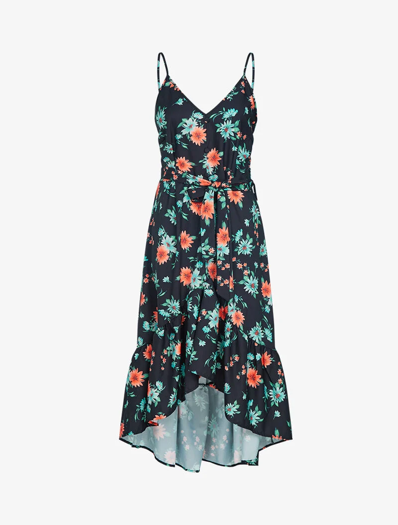 Robe asymétrique à imprimés - noir