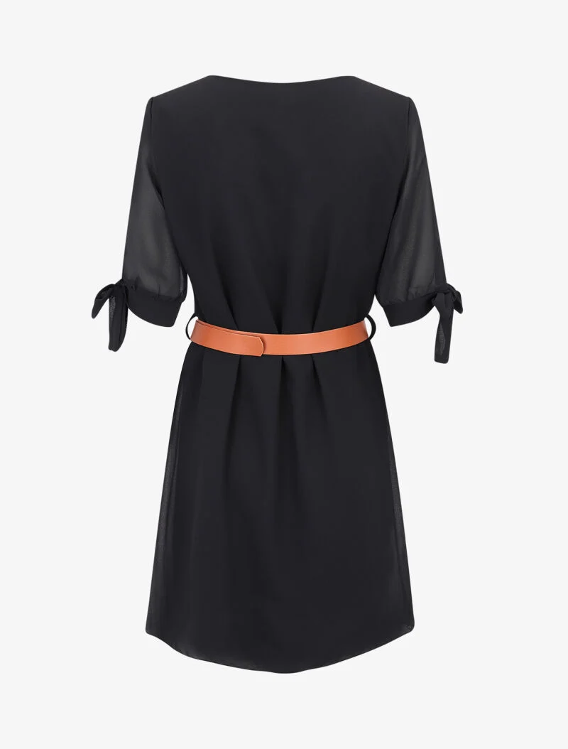 Robe en voile à détail chaîne - noir
