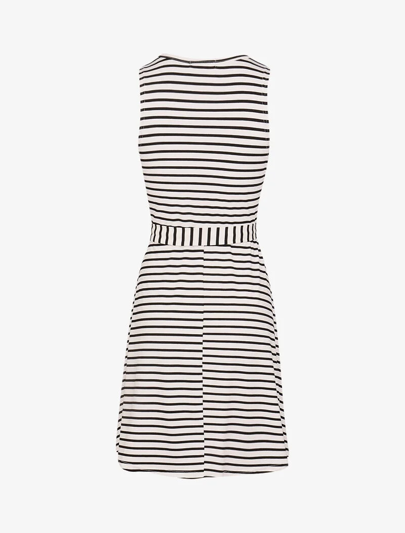 Robe marinière à détail trou de serrure - blanc
