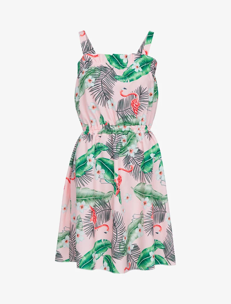 Robe patineuse à imprimés - rose