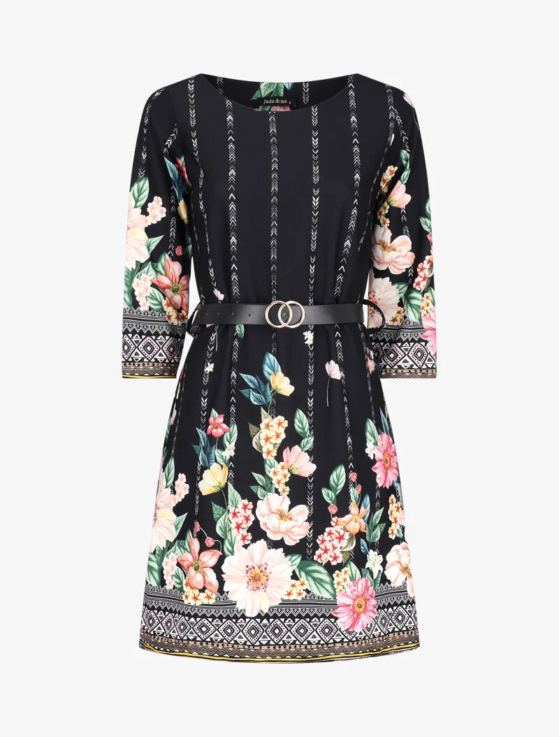 Robe droite à imprimé divers - noir