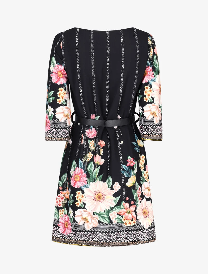Robe droite à imprimé divers - noir