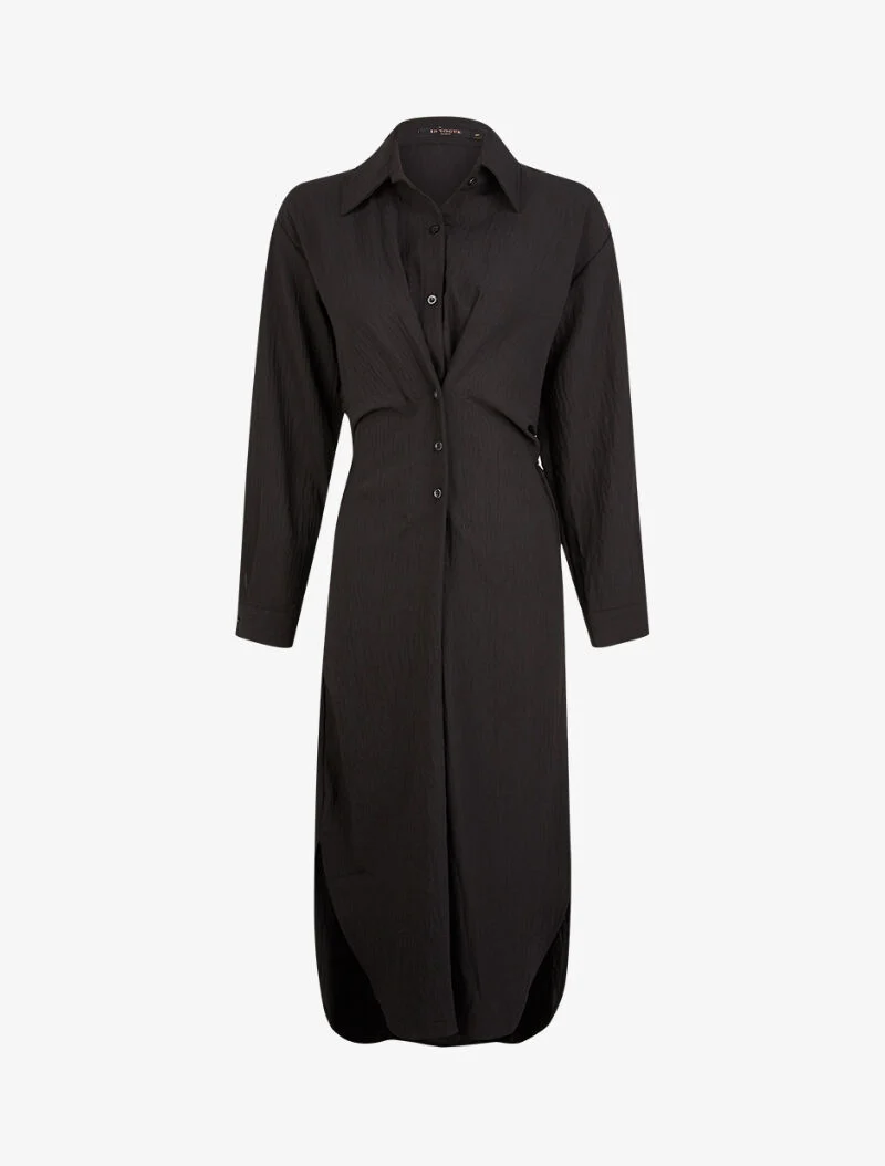 Robe chemise à pans boutonnés - noir