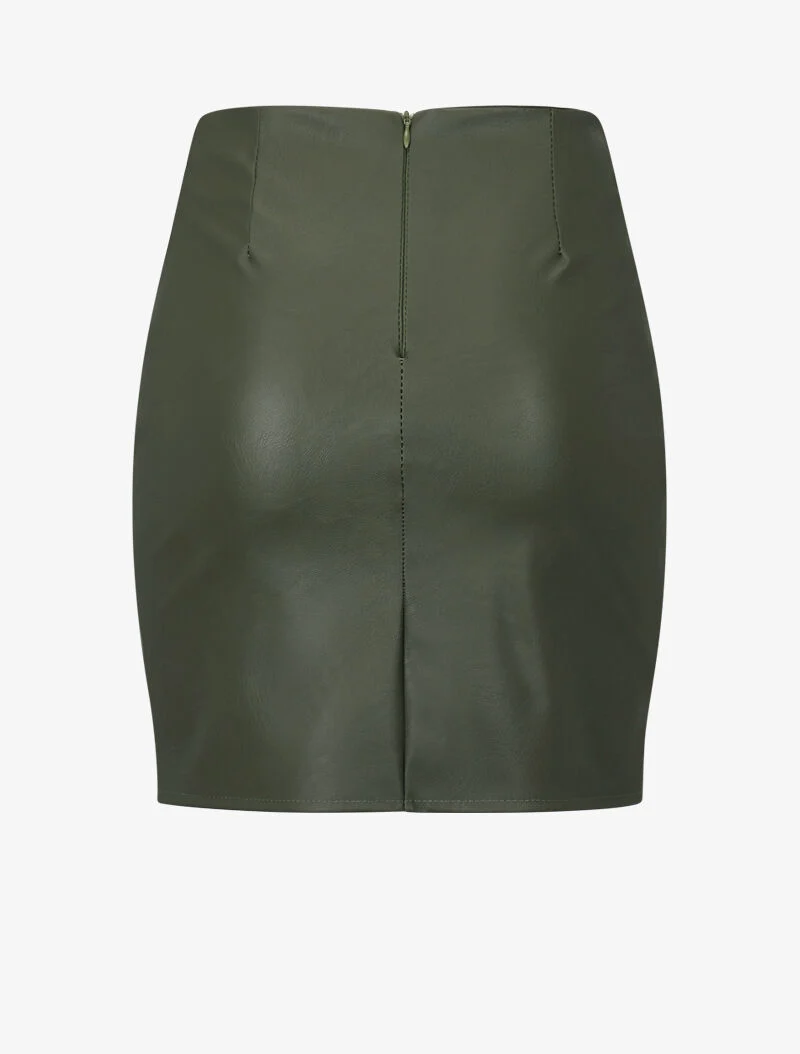 Jupe asymétrique en simili - kaki