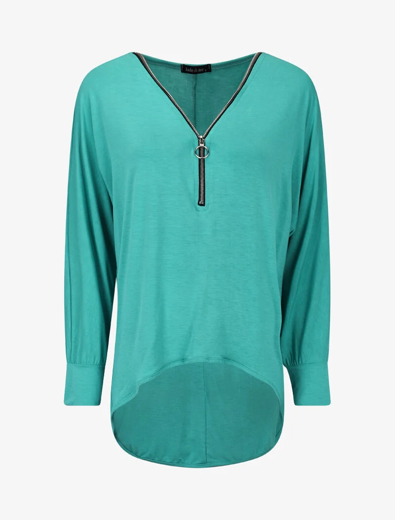 Top asymétrique à zip - vert menthe