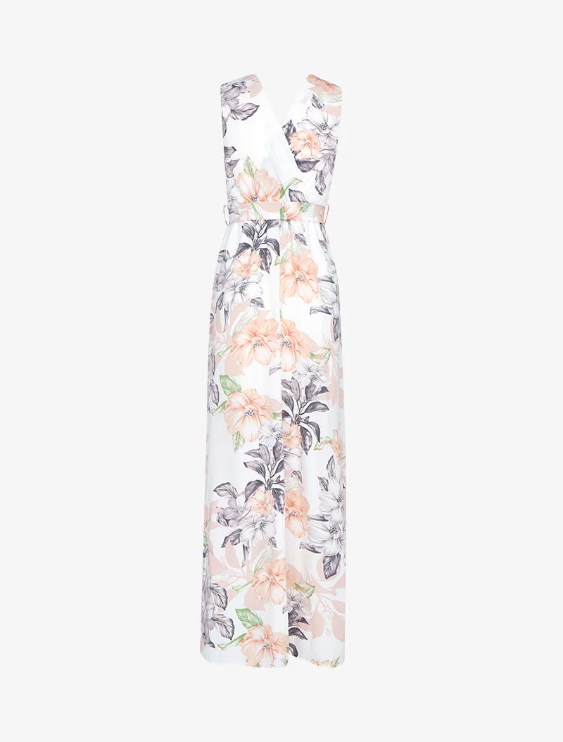 Robe longue à décolleté et dos cache coeur - ecru