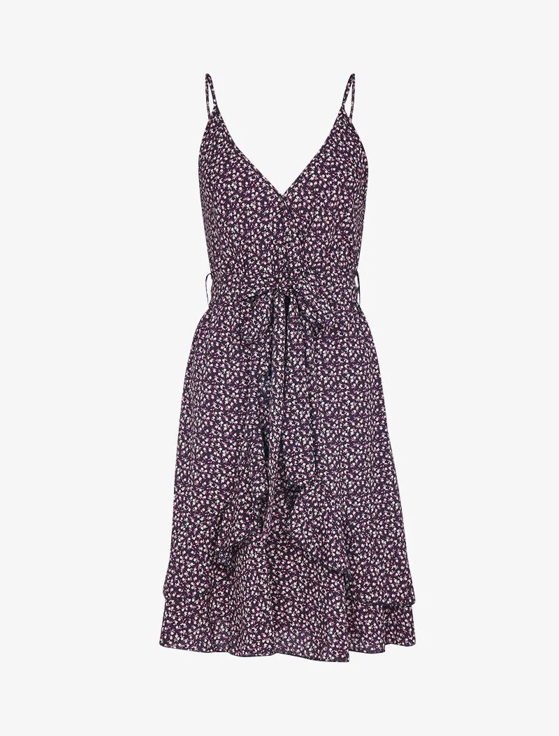 Robe effet cache coeur et à volants - noir