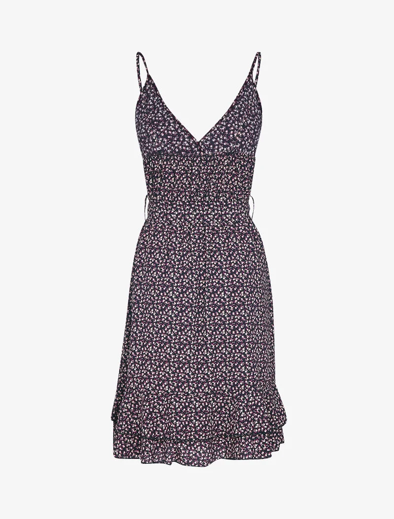 Robe effet cache coeur et à volants - noir