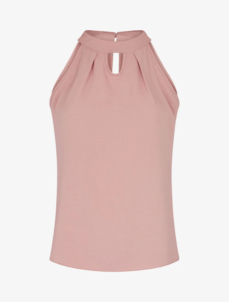 Top uni à col americain - rose