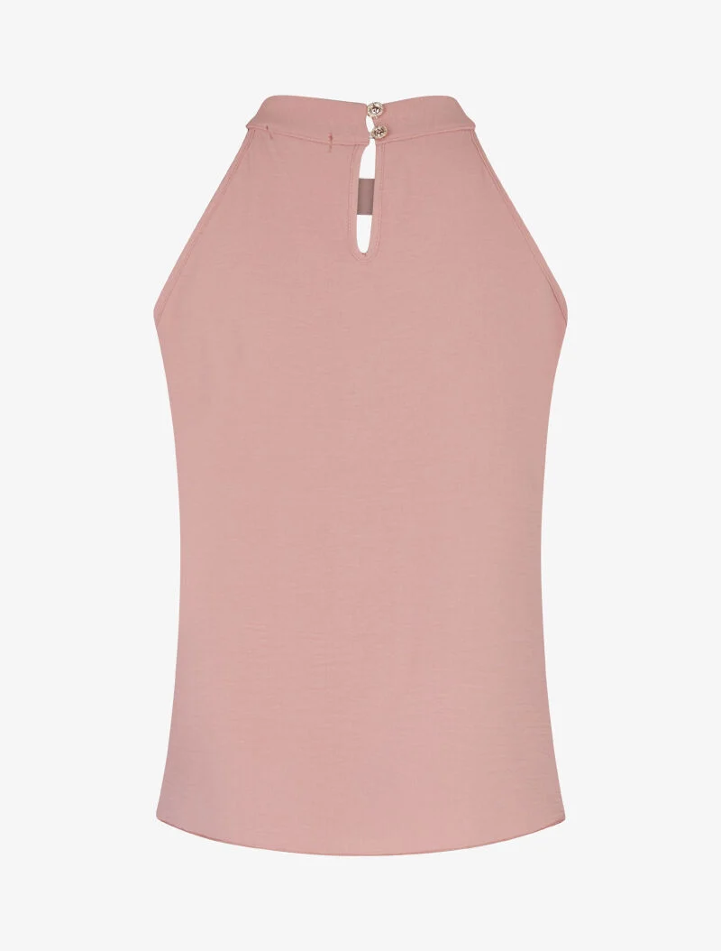 Top uni à col americain - rose