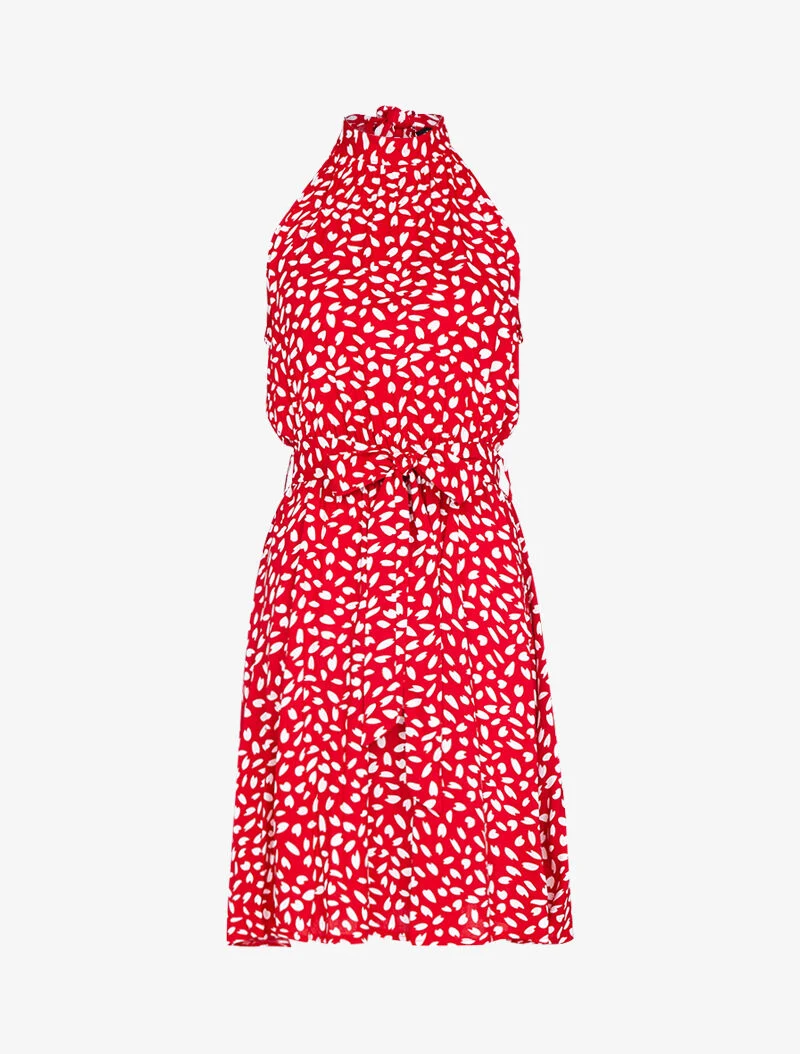 Robe cintrée à col américain - rouge