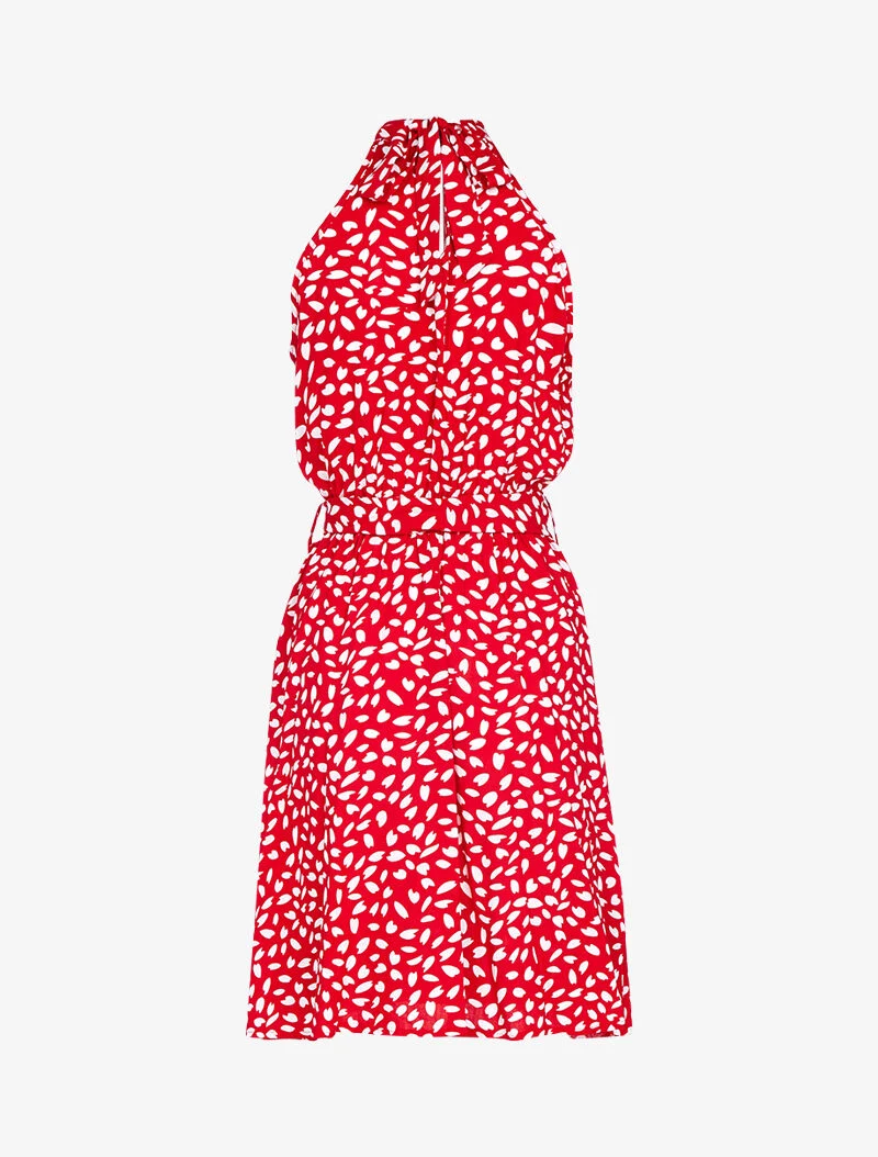 Robe cintrée à col américain - rouge