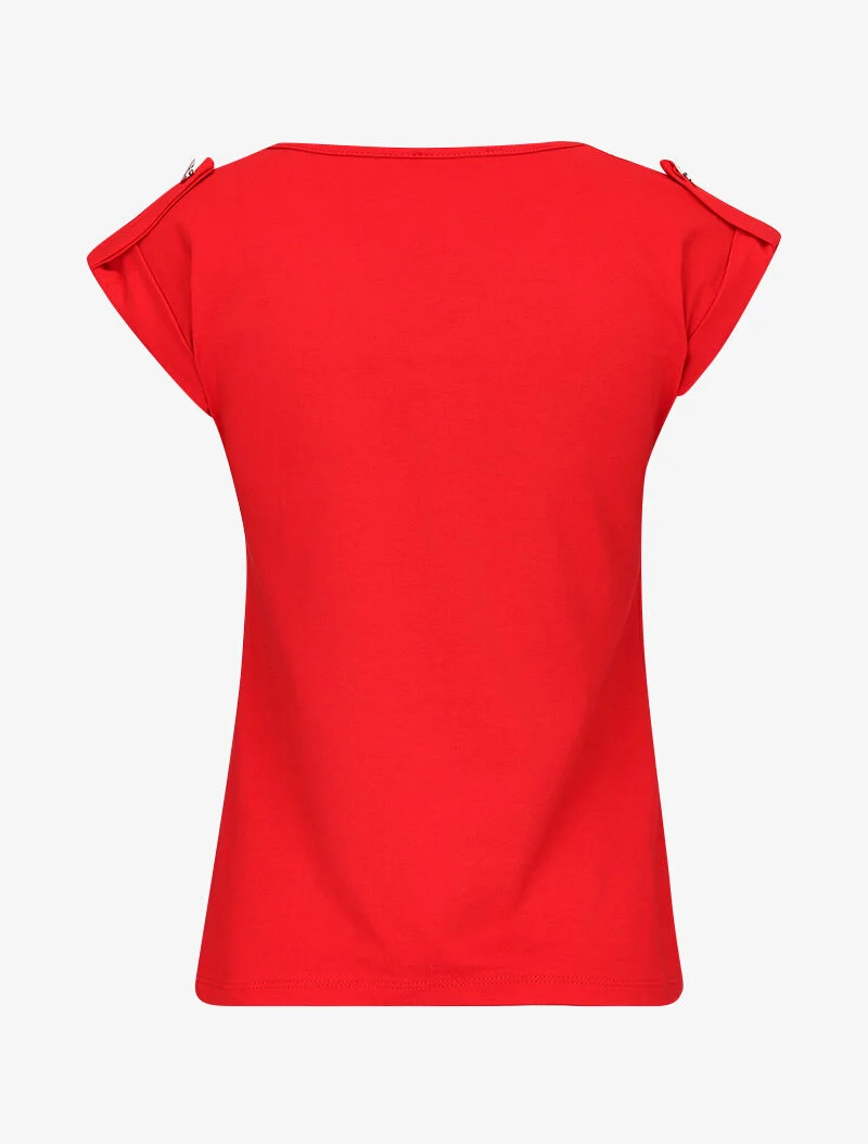 Top à mancherons à revers - rouge