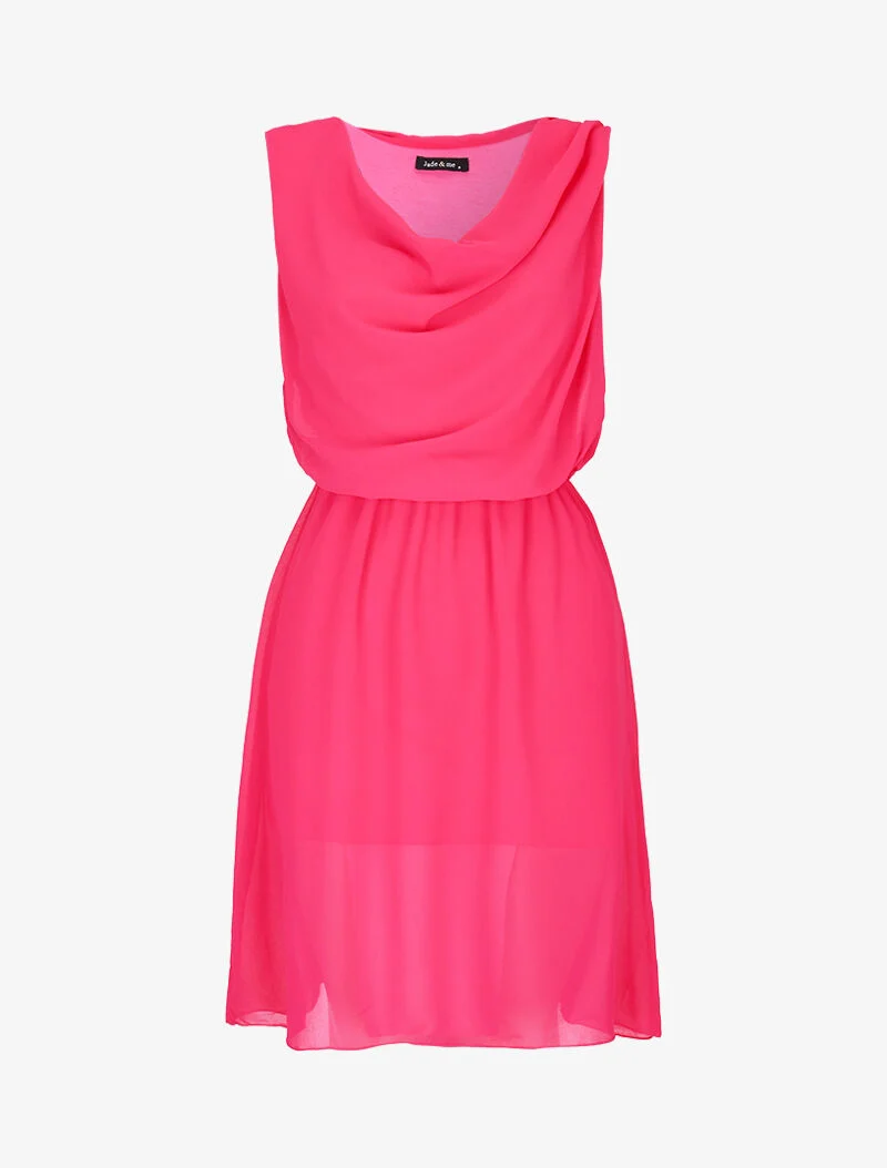 Robe en voile à col bénitier - fushia