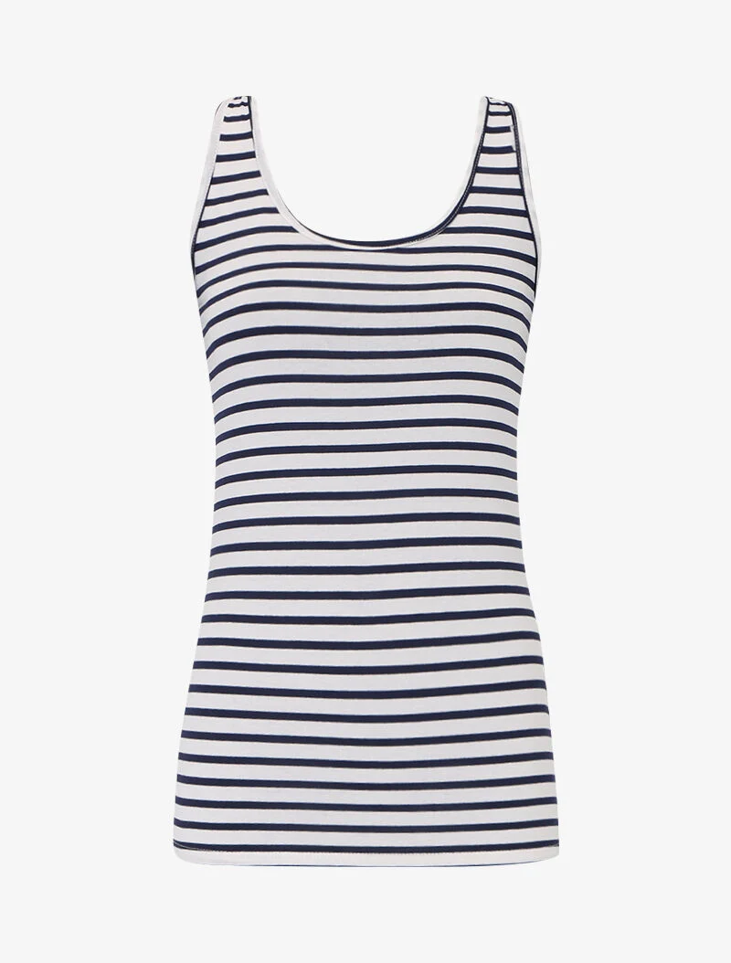Ensemble débardeur marinière et crop top - blanc