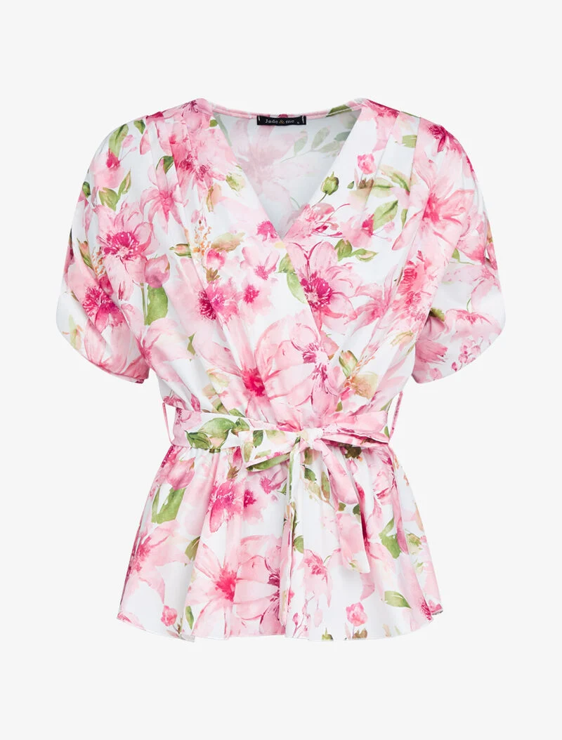 Top péplum à imprimé floral - rose