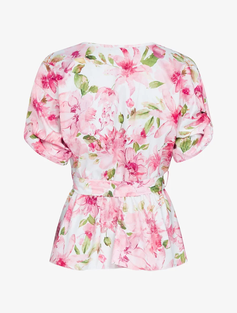 Top péplum à imprimé floral - rose