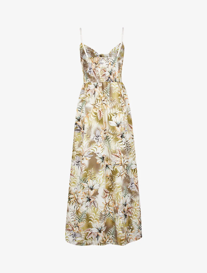 Robe portefeuille à imprimé tropical - vert