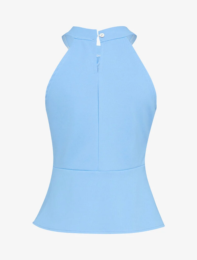 Top péplum à col américain - bleu ciel