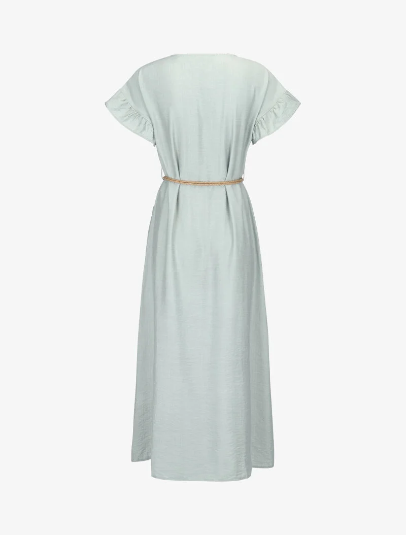 Robe longue fluide à boutonnage - vert d'eau
