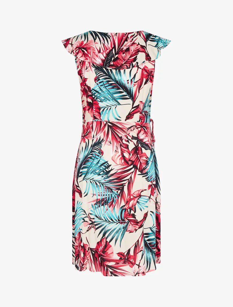 Robe portefeuille à buste volanté - ecru