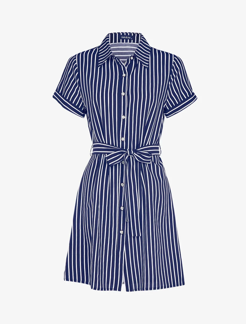 Chemise longue rayée à cintrer - marine