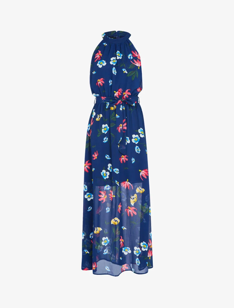 Robe longue à col américain - marine