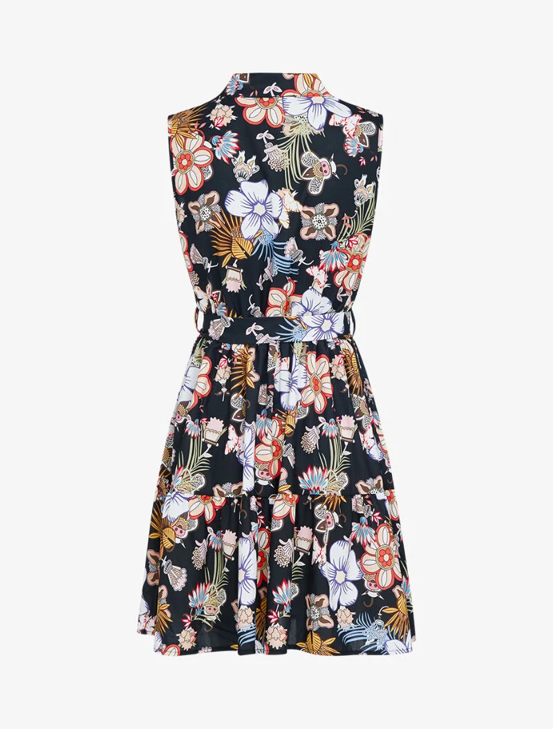 Robe patineuse à imprimé floral graphique - noir