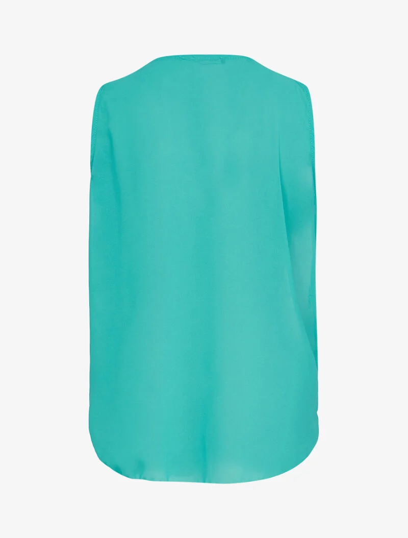 Top color block en voile - turquoise