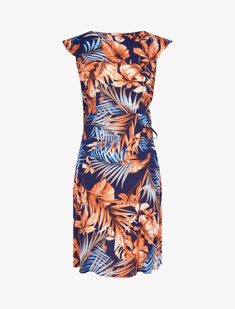 Robe portefeuille à buste volanté - marine