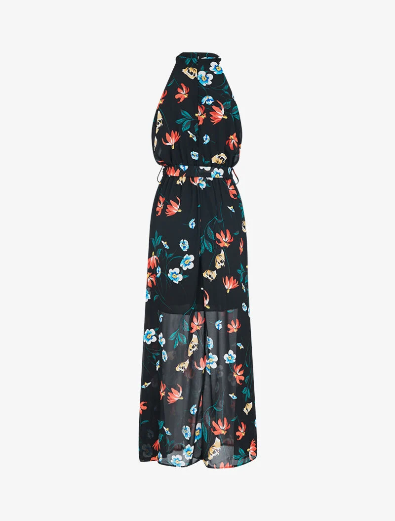 Robe longue à col américain - noir
