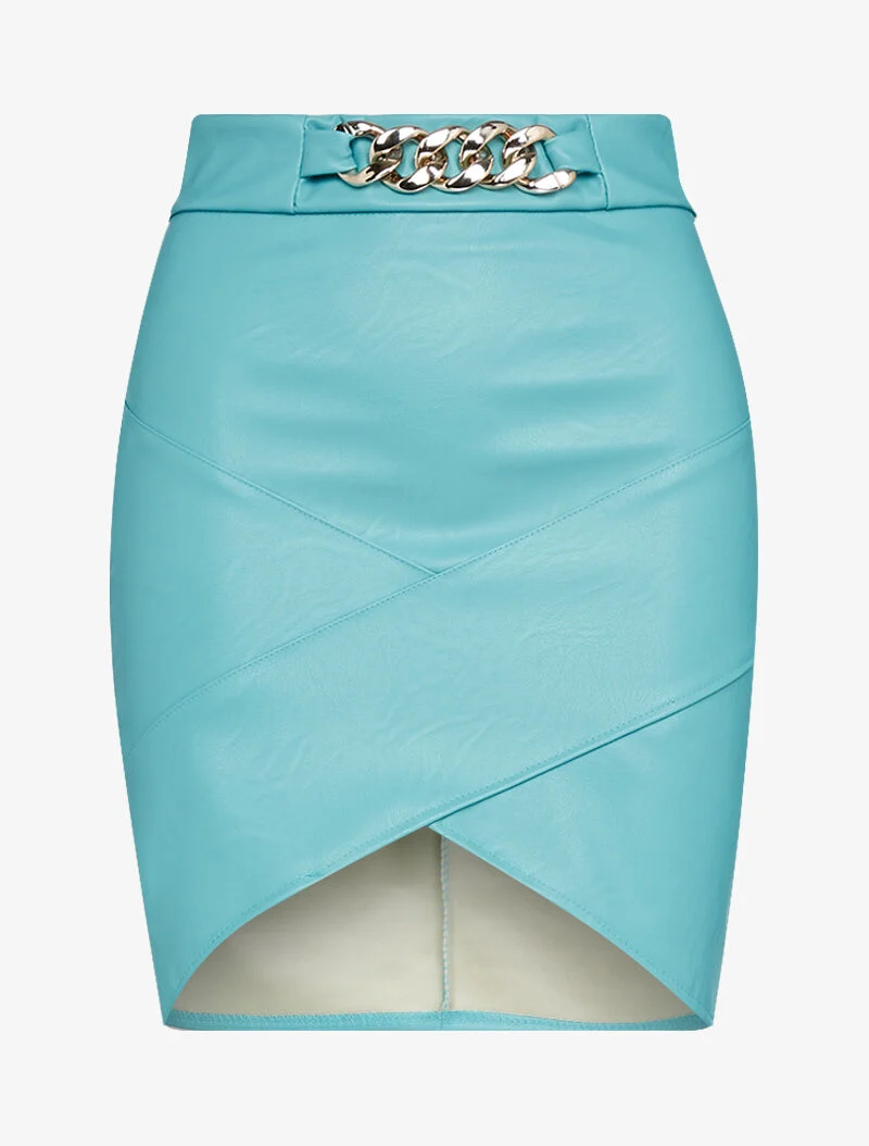 Mini jupe à bords biseautés - turquoise