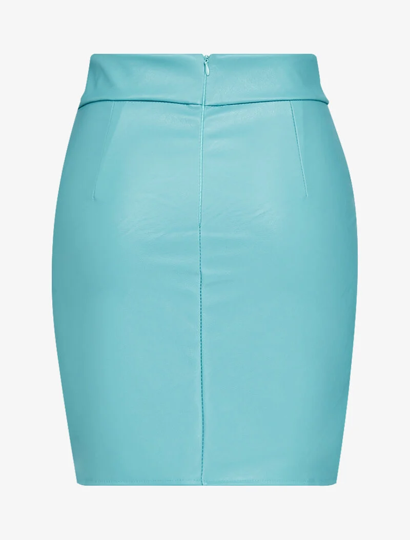 Mini jupe à bords biseautés - turquoise