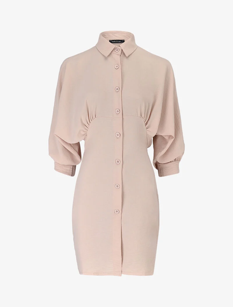 Chemise ajustée à buste chauve-souris - beige