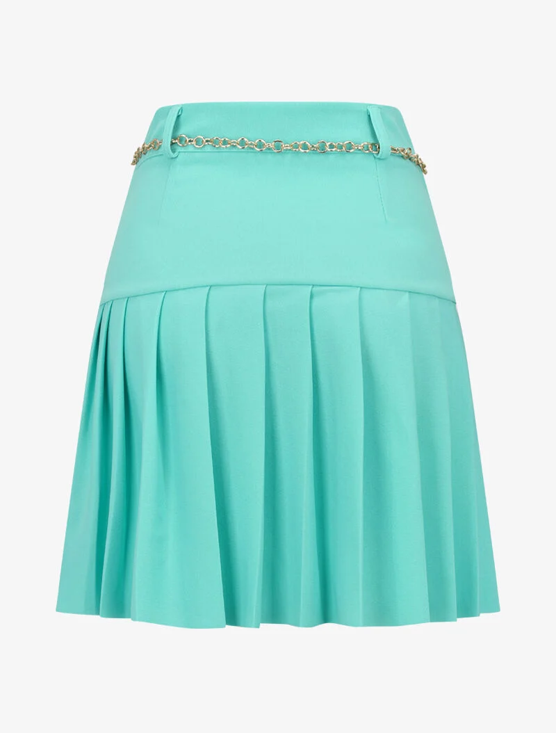 Jupe gaufrée à ceinture chaîne - vert menthe