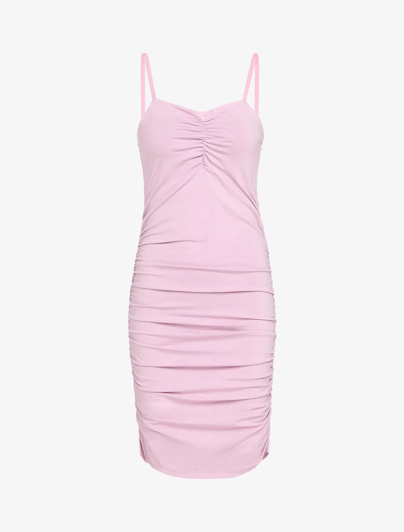 Robe moulante plissée - rose