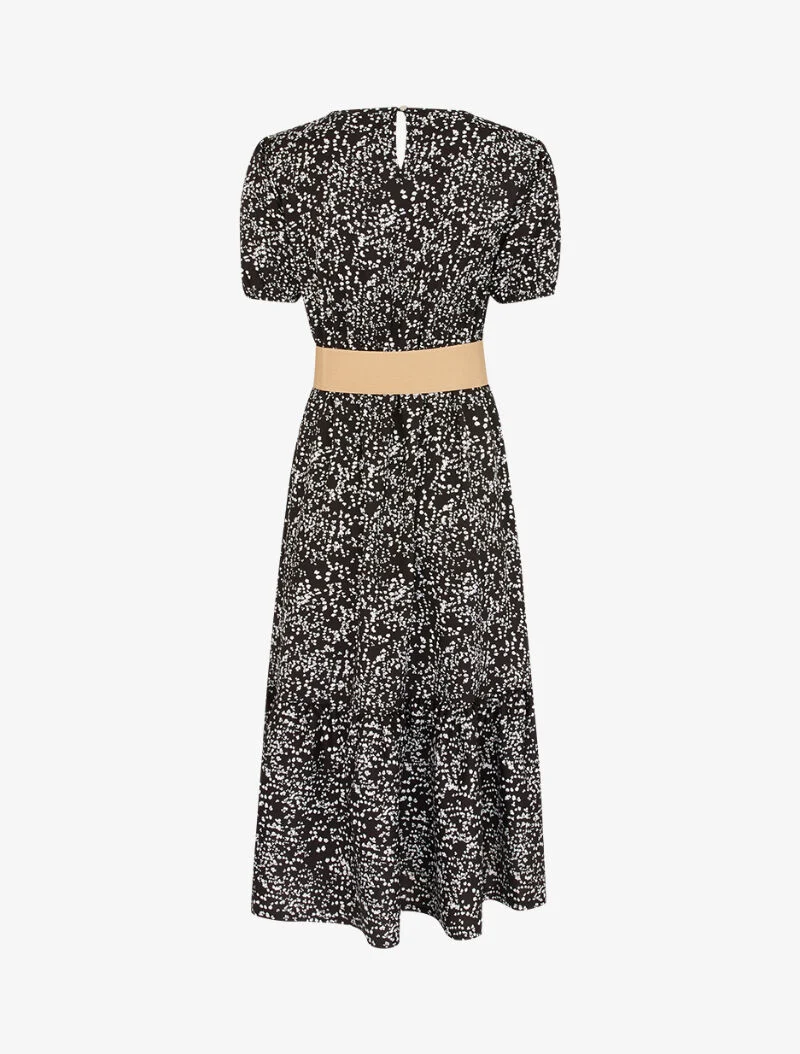 Robe fleurie à manches ballon - noir