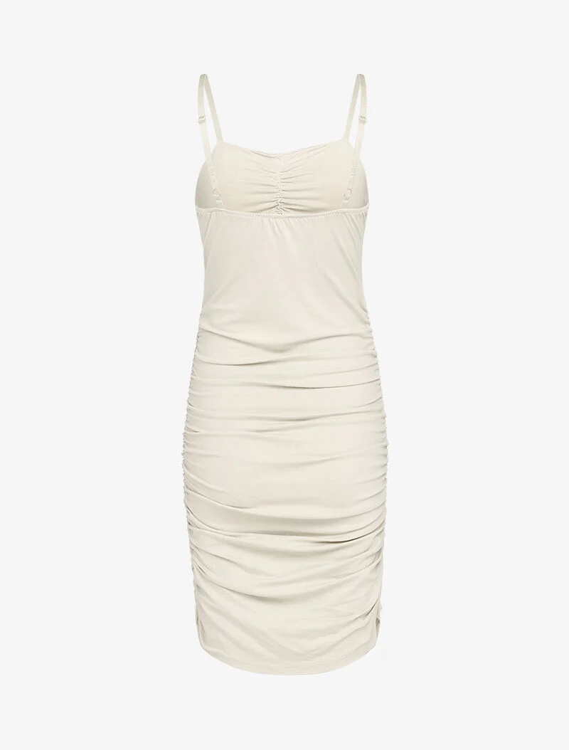 Robe moulante plissée - beige