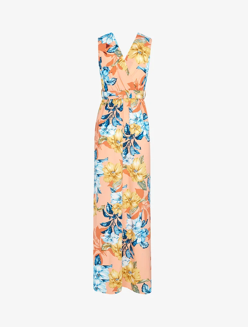 Robe longue à décolleté et dos cache coeur - orange