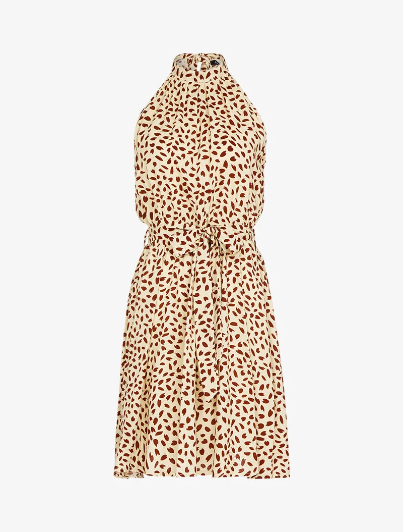 Robe cintrée à col américain - beige