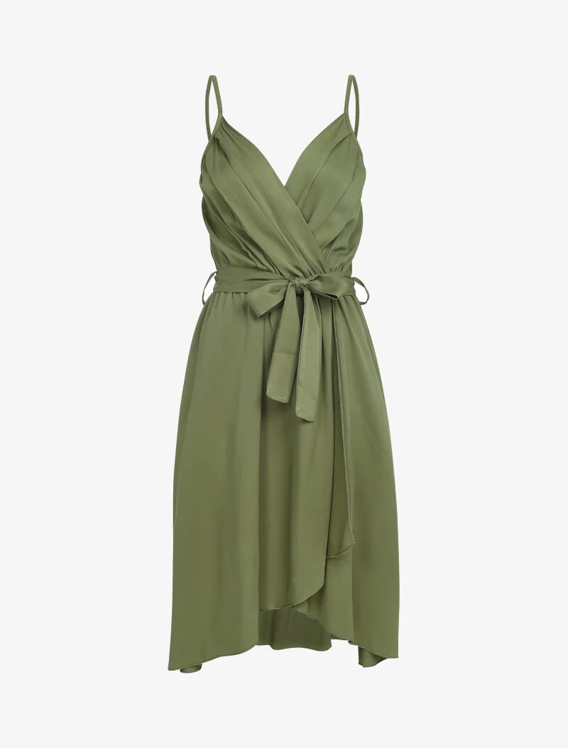 Robe fluide style portefeuille - kaki