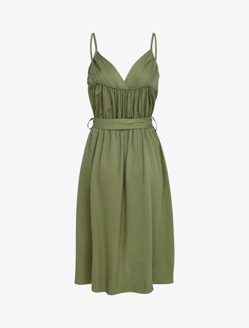 Robe fluide style portefeuille - kaki