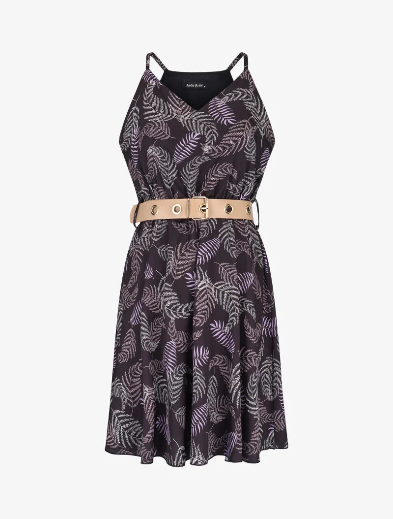 Robe patineuse imprimé fougères - noir