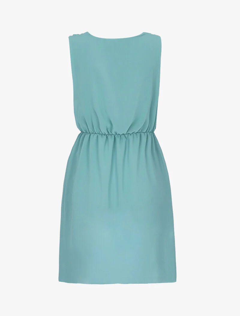 Robe en voile à col bénitier - turquoise